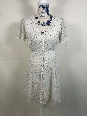 Abercrombie & Fitch Polka Dot Button-Front V-Neck Mini Dress Sz S
